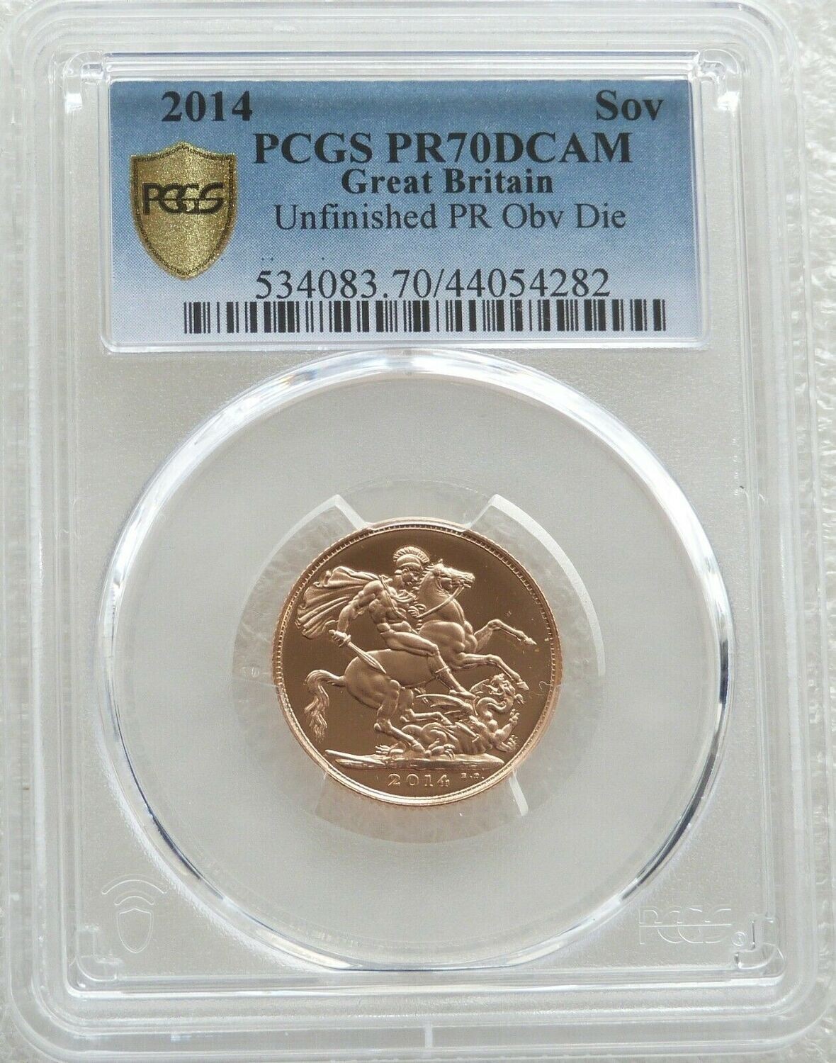 2014 St George and the Dragon Full Sovereign Gold Proof Coin PCGS PR70 DCAM Mint Error Mule