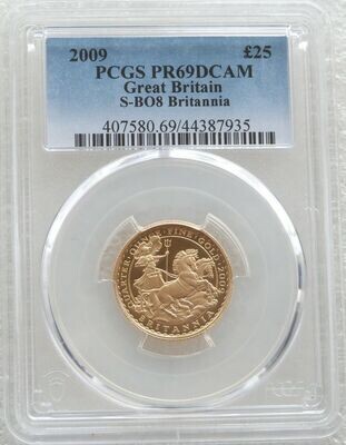 2009 Britannia £25 Gold Proof 1/4oz Coin PCGS PR69 DCAM