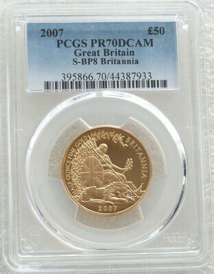 2007 Britannia £50 Gold Proof 1/2oz Coin PCGS PR70 DCAM