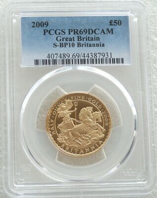 2009 Britannia £50 Gold Proof 1/2oz Coin PCGS PR69 DCAM