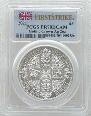 2021 Great Engravers Gothic Crown £5 Silver Proof 2oz Coin PCGS PR70 DCAM First Strike