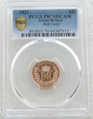 2021 Elizabeth II Christmas 6D Six Pence Red Gold Proof Coin PCGS PR70 DCAM