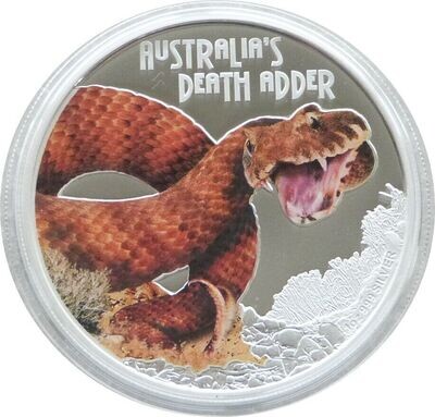 2016 Tuvalu Deadly and Dangerous Death Adder $1 Silver Proof 1oz Coin Box Coa