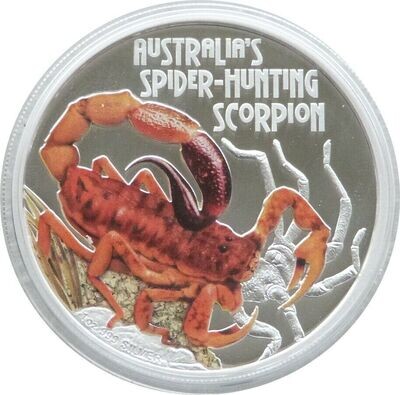 2014 Tuvalu Deadly and Dangerous Spider Hunting Scorpion $1 Silver Proof 1oz Coin Box Coa