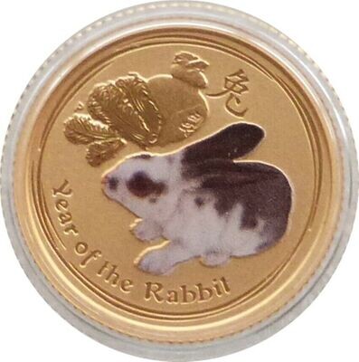 2011-P Australia Lunar Rabbit Colour $15 Gold 1/10oz Coin