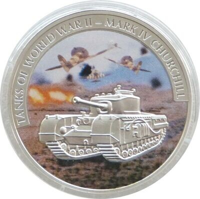 2008 Liberia Tanks of World War II United Kingdom Mark IV Churchill $5 Silver Proof Coin