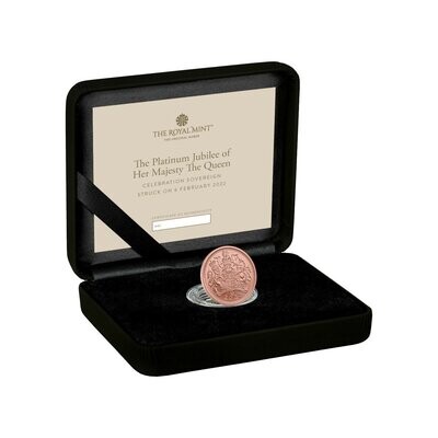 2022 Struck on the Day Platinum Jubilee Full Sovereign Gold Matte Coin Box Coa - Plain Edge