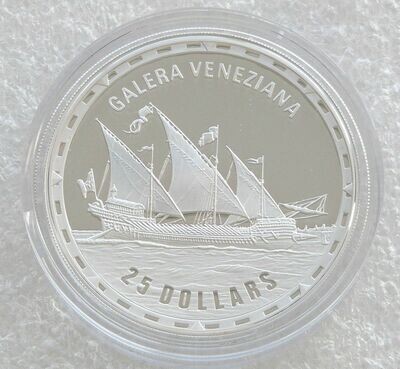 2007 Solomon Islands Legendary Fighting Ships Galera Veneziana $25 Silver Proof 1oz Coin
