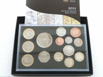 2011 Royal Mint Standard Proof 14 Coin Set Box Coa