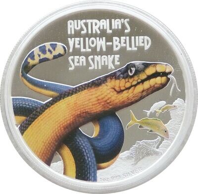 2013 Tuvalu Deadly and Dangerous Yellow Bellied Snake $1 Silver Proof 1oz Coin Box Coa