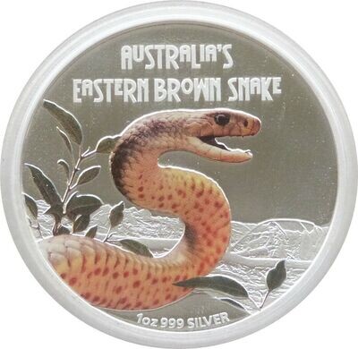 2010 Tuvalu Deadly and Dangerous Eastern Brown Snake $1 Silver Proof 1oz Coin Box Coa