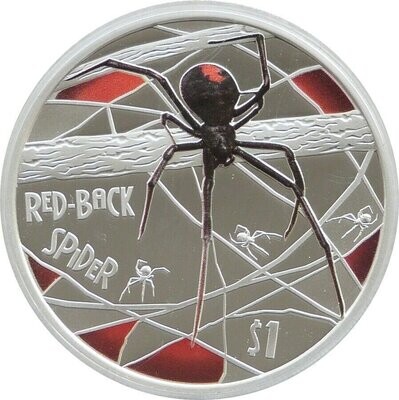2006 Tuvalu Deadly and Dangerous Red-Back Spider $1 Silver Proof 1oz Coin Box Coa