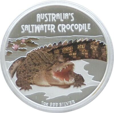 2009 Tuvalu Deadly and Dangerous Saltwater Crocodile $1 Silver Proof 1oz Coin Box Coa
