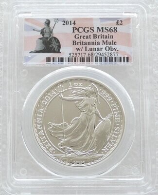 2014 Britannia Mint Error Mule £2 Silver 1oz Coin PCGS MS68
