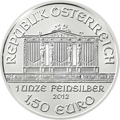 2012 Austria Vienna Philharmonic 1.5 Euro Silver 1oz Coin