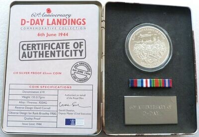 2004 Guernsey D-Day Landings £10 Silver Proof 5oz Coin Box Coa