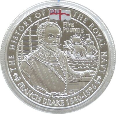 2009 Jersey History of the Royal Navy Francis Drake £5 Silver Proof Coin