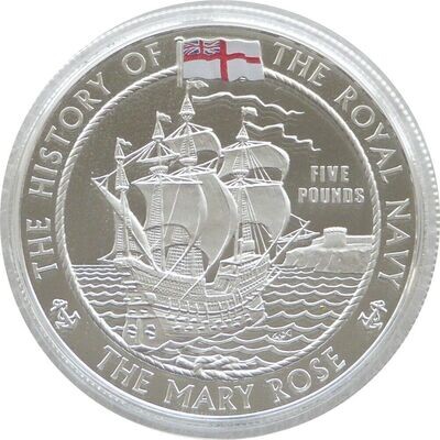 2009 Guernsey History of the Royal Navy Mary Rose £5 Silver Proof Coin