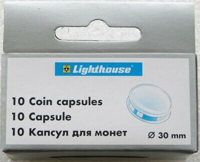 30.00mm x 10 Lighthouse Push Fit Coin Capsules Fits British One Penny Coin