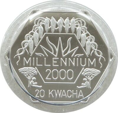 1999 Malawi Millennium 20 Kwacha Silver Proof Coin