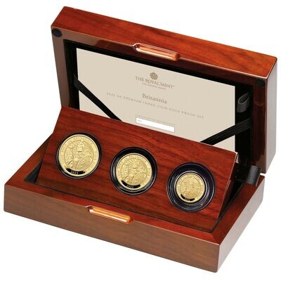 2022 Britannia Premium Gold Proof 3 Coin Set Box Coa - Mintage 150