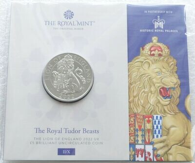 2022 Royal Tudor Beasts Lion of England £5 Brilliant Uncirculated Coin Pack Sealed