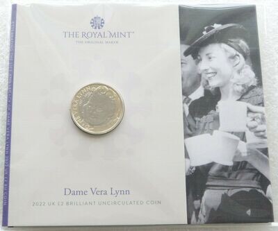 2022 Dame Vera Lynn £2 Brilliant Uncirculated Coin Pack Sealed