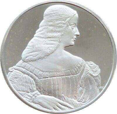 1975 Leonardo da Vinci Portrait of Isabella D'Este Silver Proof Medal - 50 Grams