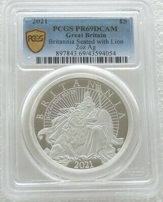 2021 Britannia £5 Silver Proof 2oz Coin PCGS PR69 DCAM