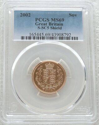 2002 Golden Jubilee Full Sovereign Gold Coin PCGS MS69