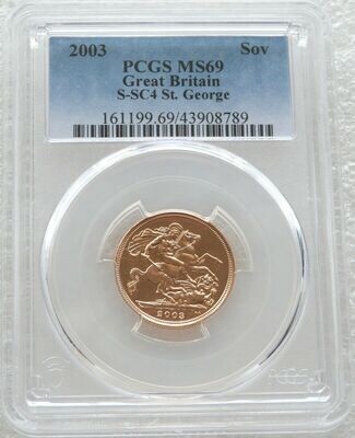 2003 St George and the Dragon Full Sovereign Gold Coin PCGS MS69