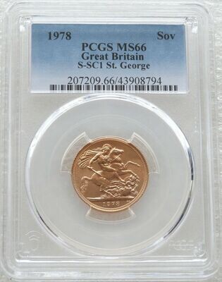 1978 St George and the Dragon Full Sovereign Gold Coin PCGS MS66