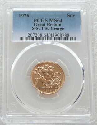 1976 St George and the Dragon Full Sovereign Gold Coin PCGS MS64