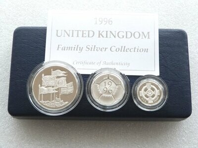 1996 Family Silver Proof 3 Coin Set Box Coa