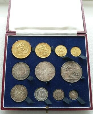 1887 Victoria Golden Jubilee Sovereign Gold and Silver 11 Coin Long Set