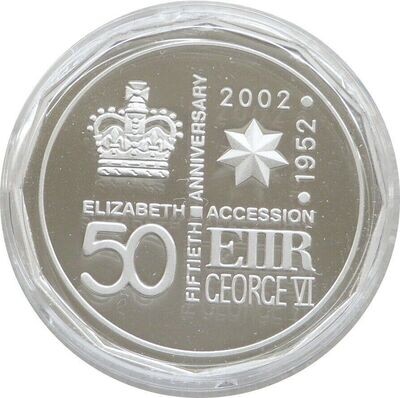 2002 Australia Golden Jubilee Queens Accession 50c Silver Proof Coin