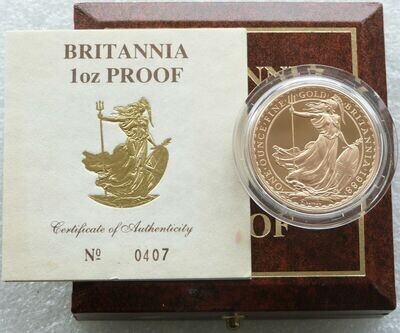 1988 Britannia £100 Gold Proof 1oz Coin Box Coa