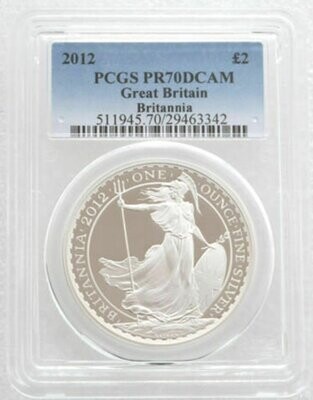 2012 Britannia £2 Silver Proof 1oz Coin PCGS PR70 DCAM