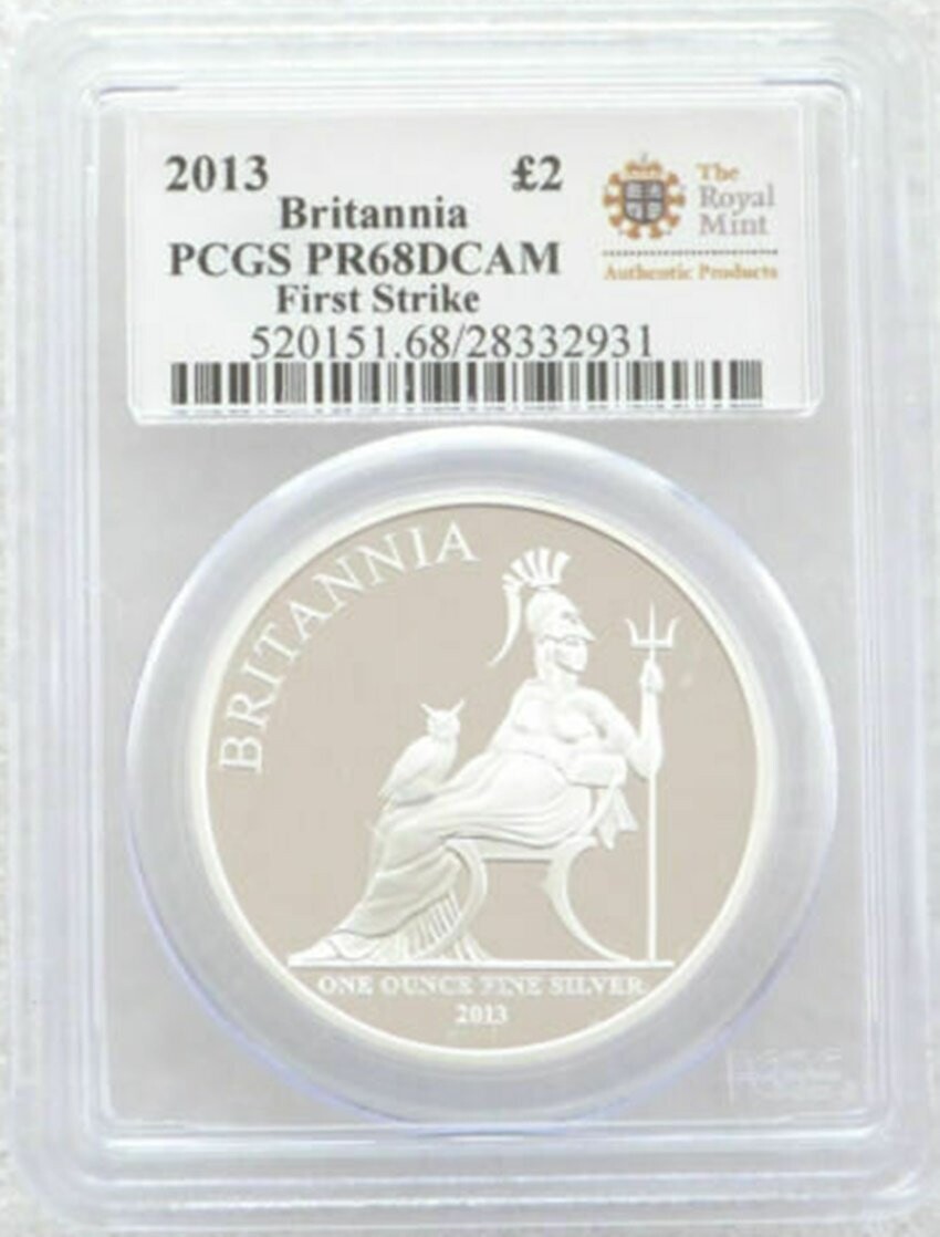 2013 Britannia £2 Silver Proof 1oz Coin PCGS PR68 DCAM First Strike