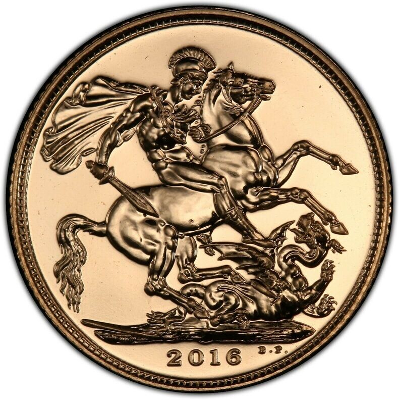 2016 St George and the Dragon Full Sovereign Gold Coin PCGS MS70