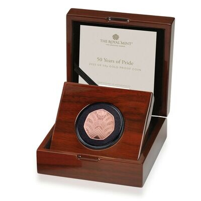 2022 Pride 50th Anniversary 50p Gold Proof Coin Box Coa 2022 Pride 50th Anniversary 50p Gold Proof Coin Box Coa
