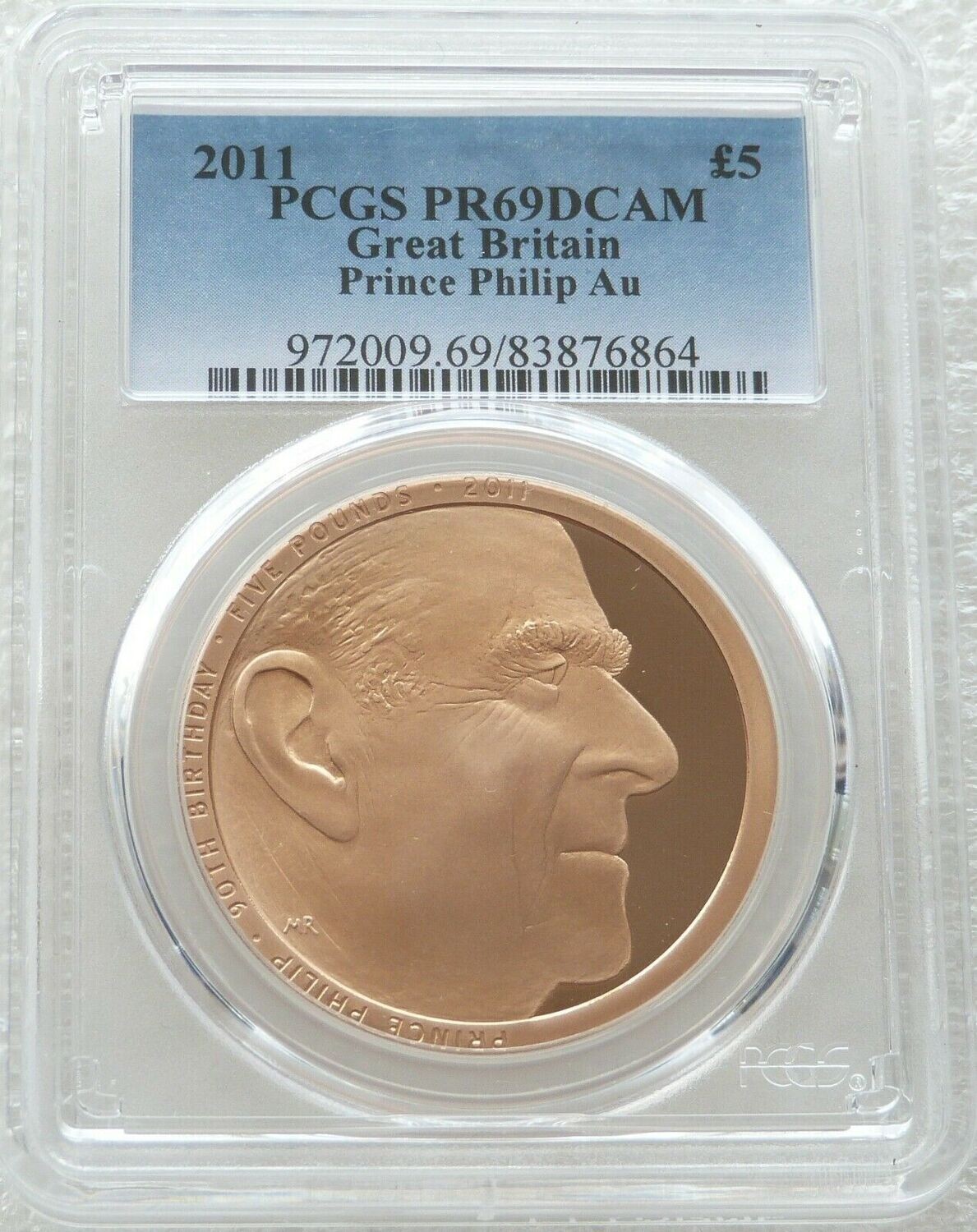 2011 Prince Philip 90th Birthday £5 Gold Proof Coin PCGS PR69 DCAM