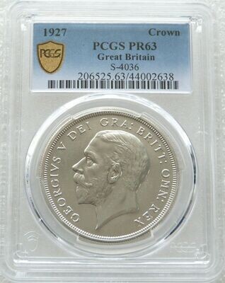 1927 George V Bare Head Silver Proof Wreath Crown Coin PCGS PR63