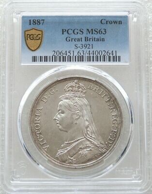 1887 Victoria Jubilee Head St George and the Dragon Crown Silver Coin PCGS MS63