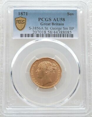 1871 Victoria Full Sovereign Gold Coin PCGS AU58