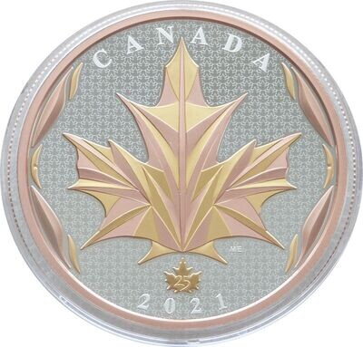 2021 Canada Maple Leaf in Motion $50 Silver Gold Proof 5oz Coin Box Coa