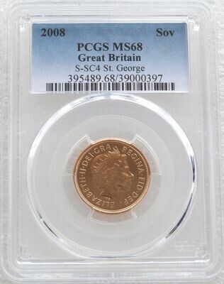 2008 St George and the Dragon Full Sovereign Gold Coin PCGS MS68