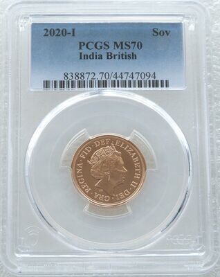 2020-I India Mint Mark Full Sovereign Gold Coin PCGS MS70