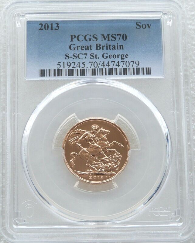 2013 St George and the Dragon Full Sovereign Gold Coin PCGS MS70