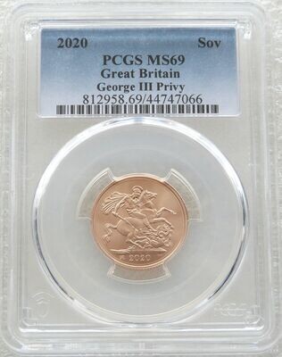 2020 George III Privy Full Sovereign Gold Matte Coin PCGS MS69